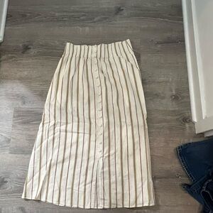 Madewell Cream and Red Striped A-Line Skirt